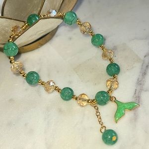 **3 for $15** MIX 3 / Jade green beads whale tail bracelet